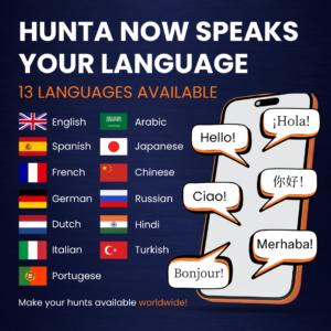 Treasure hunt app available in 13 languages exploring cities worldwide