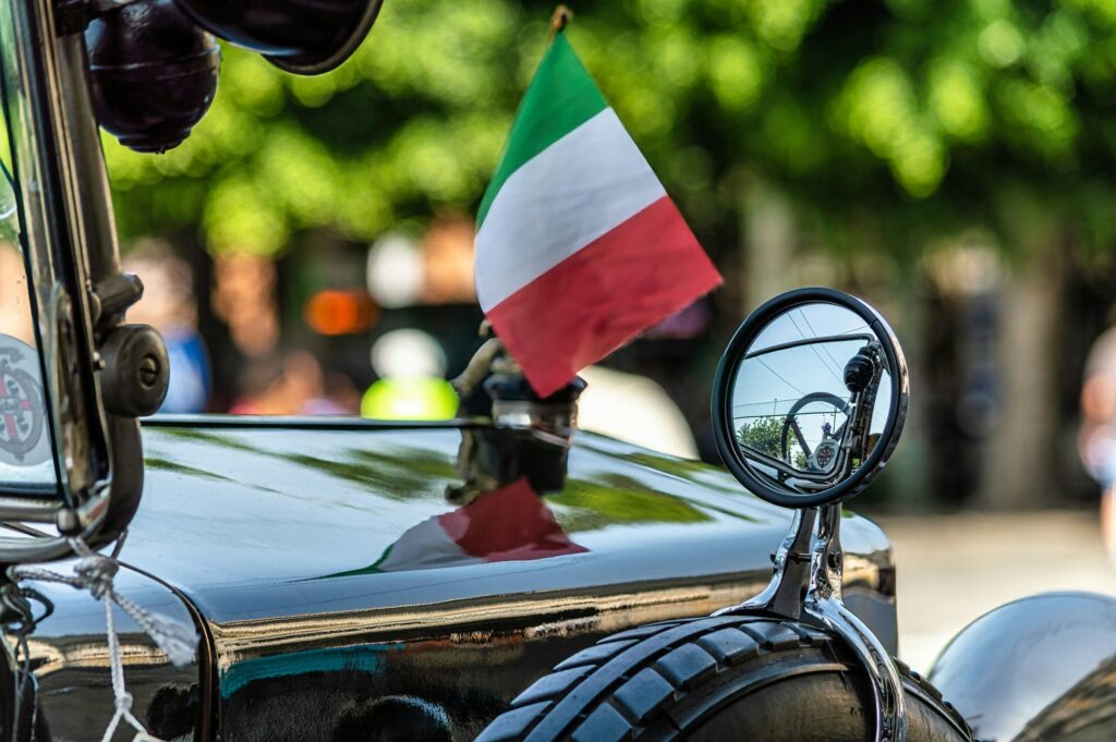 italian flag on a car