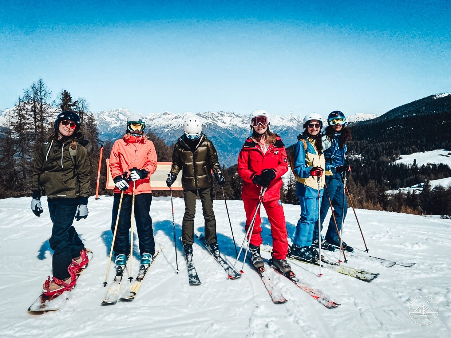 Oue lovely women group at our ski and yoga retreat in the Italian Alps
